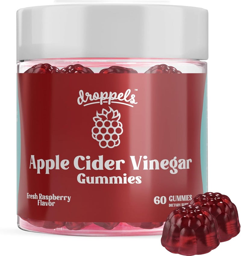 Droppels Apple Cider Vinegar Gummies 1000mg with Beet Root  Pomegranate  NonGMO VeganFriendly Gluten Free  Supports Digestion Metabolism Energy  Immune Health  Raspberry Flavor - Image 1