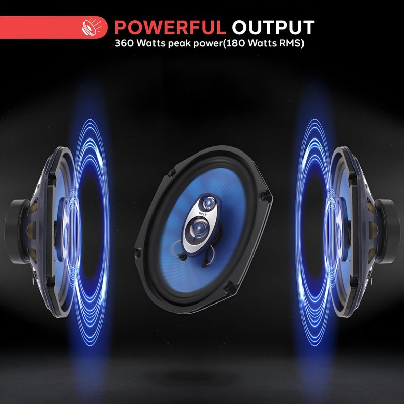 Pyle 5.25â€ Car Sound Speaker (Pair) - Upgraded Blue Poly Injection Cone 3-Way 200 Watt Peak w/Non-fatiguing Butyl Rubber Surround 100-20Khz Frequency Response 4 Ohm & 1" ASV Voice Coil - Image 5