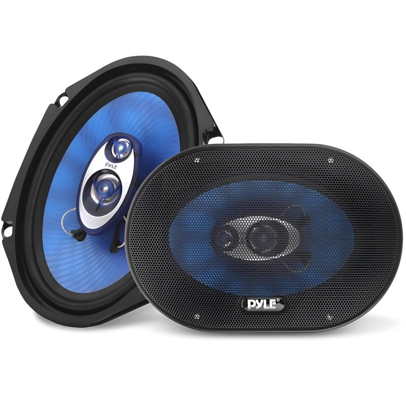Pyle 5.25â€ Car Sound Speaker (Pair) - Upgraded Blue Poly Injection Cone 3-Way 200 Watt Peak w/Non-fatiguing Butyl Rubber Surround 100-20Khz Frequency Response 4 Ohm & 1" ASV Voice Coil - Image 1