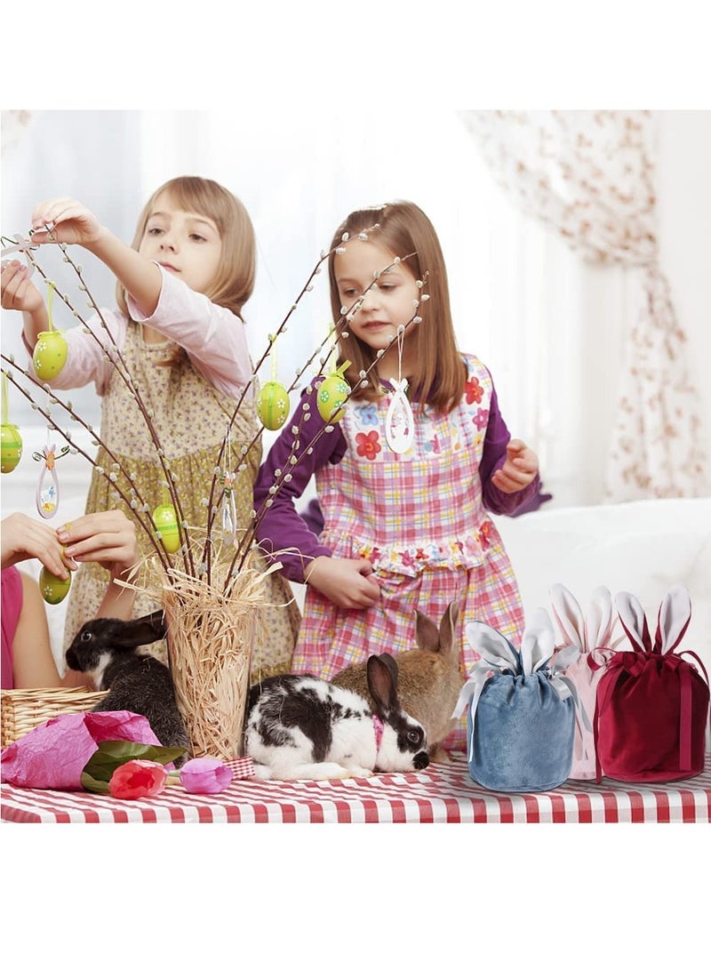 SOLARAE 6 Pcs Gift Bags, Bunny Ear Velvet Gift Bags with Drawstring, Wedding Sweet Gift Bags, Bunny Bags with Ears, Party Goody Bags for Candies, Chocolates, Cookies - Image 3