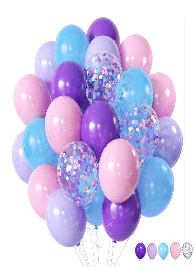 ZOOYOO 50pcs Balloons 12 Inch Pastel Purple Pink Blue Confetti Balloons for Girls Birthday Parties, Baby Shower, Ocean, Under The Sea Decorations - Image 2