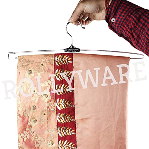 ROLLYWARE 30 Pack Premium Unique Design Stainless Steel Lockable Technology Hangers for Clothes, Velvet, Trouser, Saree, Pants, Skirt Wardrobe - Image 4
