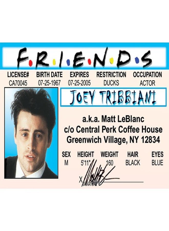 Signs 4 Fun Parody ID | Friends - Joey Driver’s License | Fake ID Novelty Card | Collectible Trading Card Driver’s License | Novelty Gift for Holidays | Made in The USA