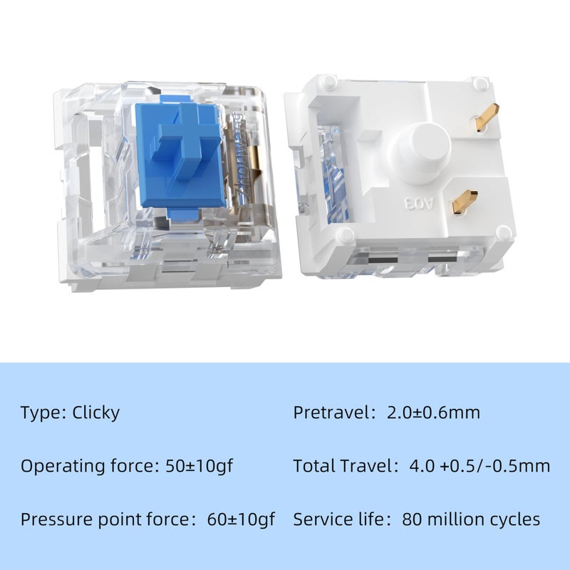 Gngzyte Zhouwang 36PCS Blue Switches,3 Pin Replacement Dustproof Mechanical Keyboards Switches, Suitable clicker for 3D Prints and Gaming Keyboards - Image 2