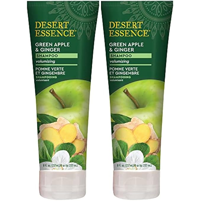 Desert Essence APPLE & GINGER SHAMPOO 8 FL. OZ. - PACK OF 2 - GLUTEN FREE - VEGAN - CRUELTY FREE - VOLUMIZING - FULLER HAIR - REVITALIZES SCALP - CLEANSING - Image 2