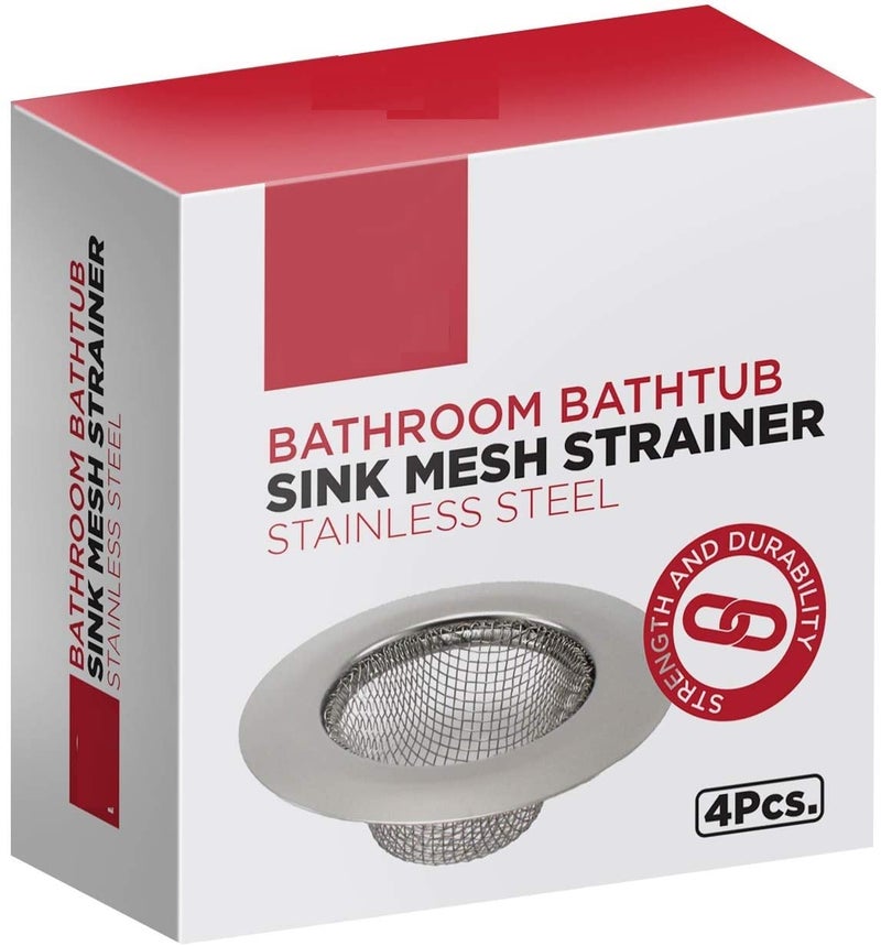 Ergonflow 4Pcs Bathroom Bathtub Sink Mesh Strainer Stainless Steel (Pack Of 4) - Image 2