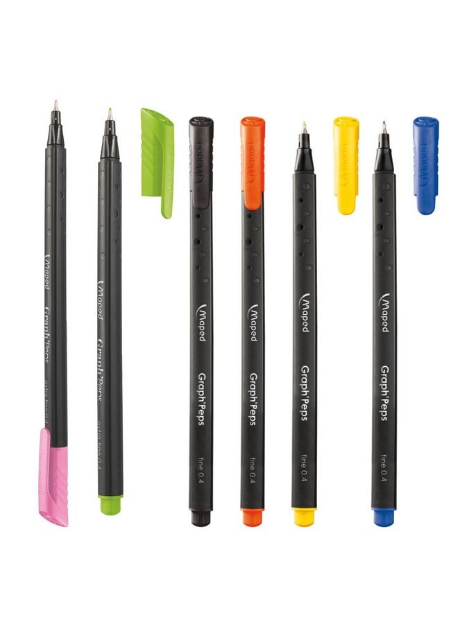 Maped - Maped Fineliner Pens-Pack of 10|Japanese Technology Tip 0.4mm|Comforble Triangular Grip|Ideal for Mandala Art,Journal Outline,Doodling,Coloring,Technical Drawing|Metal Tip|Long Life 10 Fineliners - Image 1