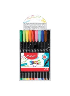Maped Maped Fineliner Pens-Pack of 10|Japanese Technology Tip 0.4mm|Comforble Triangular Grip|Ideal for Mandala Art,Journal Outline,Doodling,Coloring,Technical Drawing|Metal Tip|Long Life 10 Fineliners  - Image 1