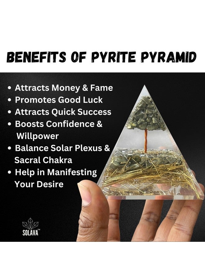 SOLAVA Original Pyrite Crystal Pyramid - Pyrite Tree Vastu Pyramid for Money Good Luck Prosperity Positivity Fame Vastu Reiki Healing Wealth and Abundance - 3.5 Inch - Image 5