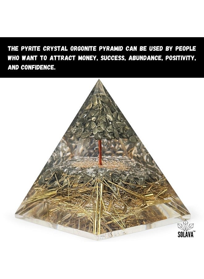 SOLAVA Original Pyrite Crystal Pyramid - Pyrite Tree Vastu Pyramid for Money Good Luck Prosperity Positivity Fame Vastu Reiki Healing Wealth and Abundance - 3.5 Inch - Image 4