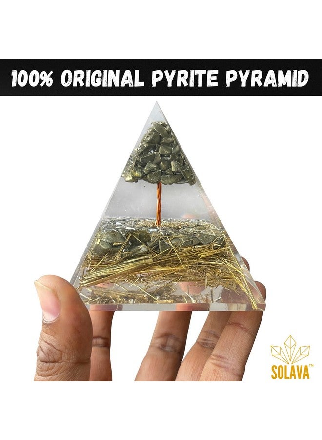 SOLAVA Original Pyrite Crystal Pyramid - Pyrite Tree Vastu Pyramid for Money Good Luck Prosperity Positivity Fame Vastu Reiki Healing Wealth and Abundance - 3.5 Inch - Image 2