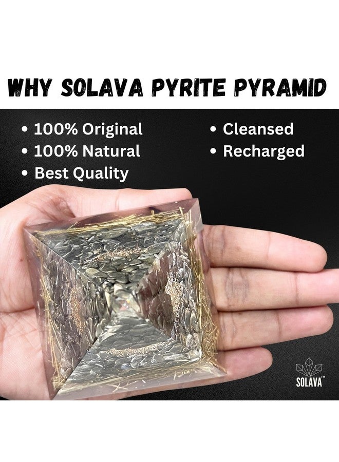 SOLAVA Original Pyrite Crystal Pyramid - Pyrite Tree Vastu Pyramid for Money Good Luck Prosperity Positivity Fame Vastu Reiki Healing Wealth and Abundance - 3.5 Inch - Image 3