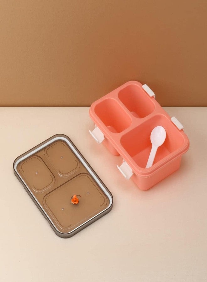 LEELICHI Plastic Lunch Box 3 Compartment Tiffin Box Adults Kids | BPA Free Reusable Food Storage Container | Leakproof Microwave Freezer Safe | Spoon Included | School Office Travel - Image 5