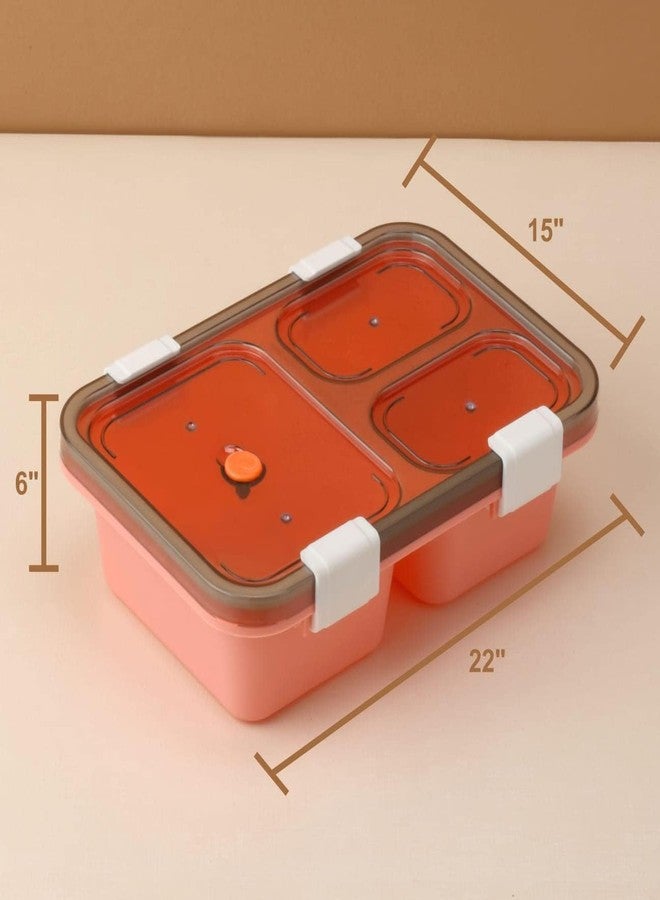 LEELICHI Plastic Lunch Box 3 Compartment Tiffin Box Adults Kids | BPA Free Reusable Food Storage Container | Leakproof Microwave Freezer Safe | Spoon Included | School Office Travel - Image 4
