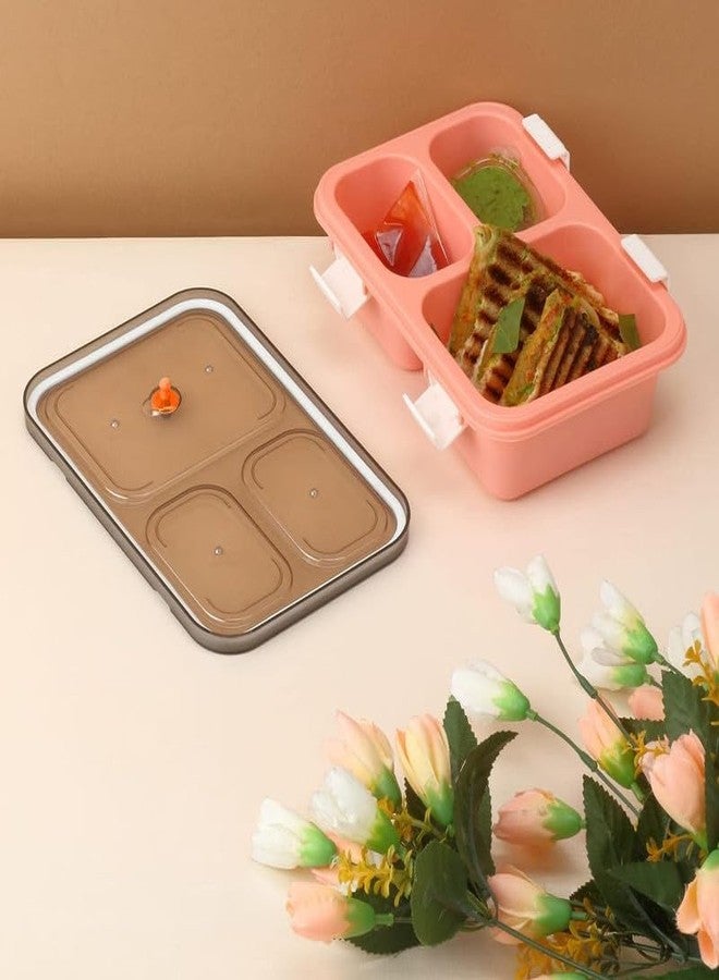 LEELICHI Plastic Lunch Box 3 Compartment Tiffin Box Adults Kids | BPA Free Reusable Food Storage Container | Leakproof Microwave Freezer Safe | Spoon Included | School Office Travel - Image 2