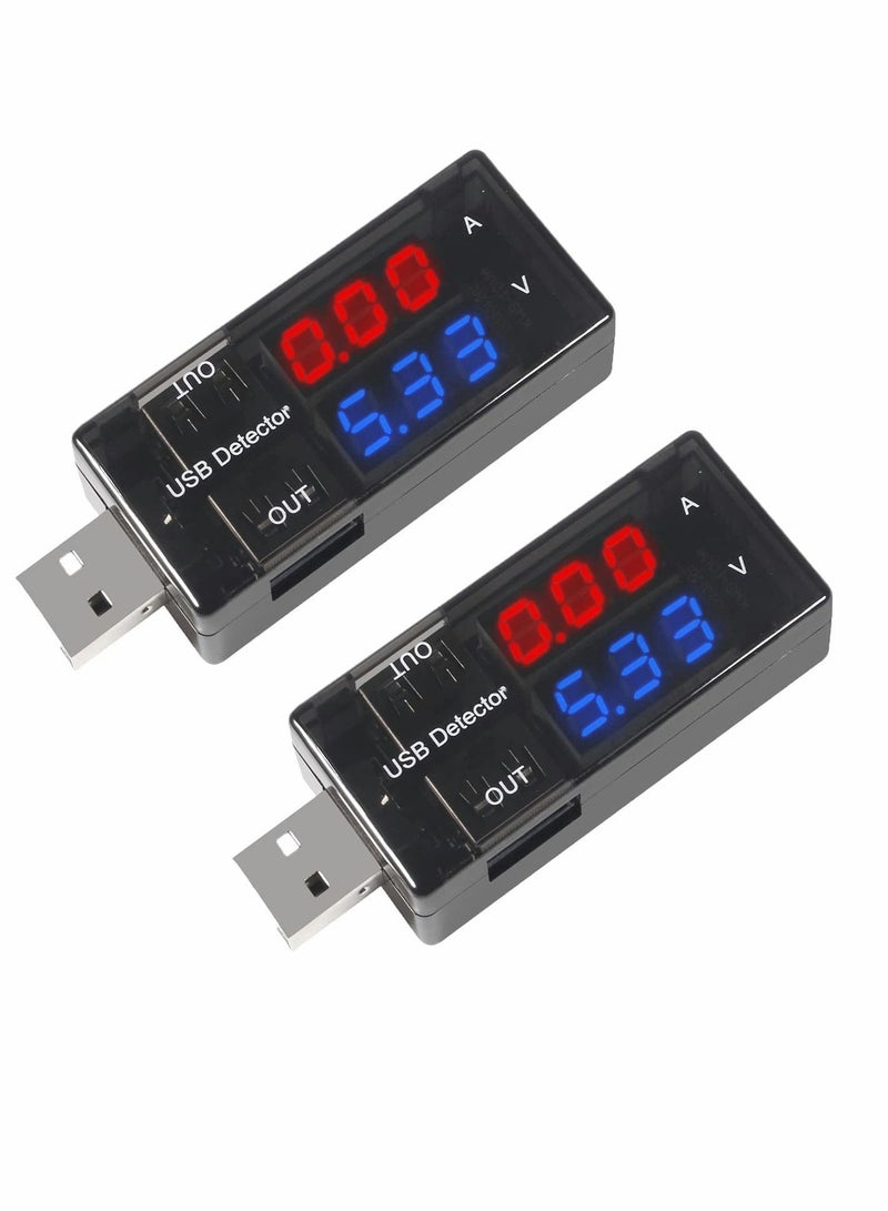 2PCS Dual USB Current Voltage Charging Detector Voltmeter Ammeter Charger Doctor Tester DC LED Display - Image 1