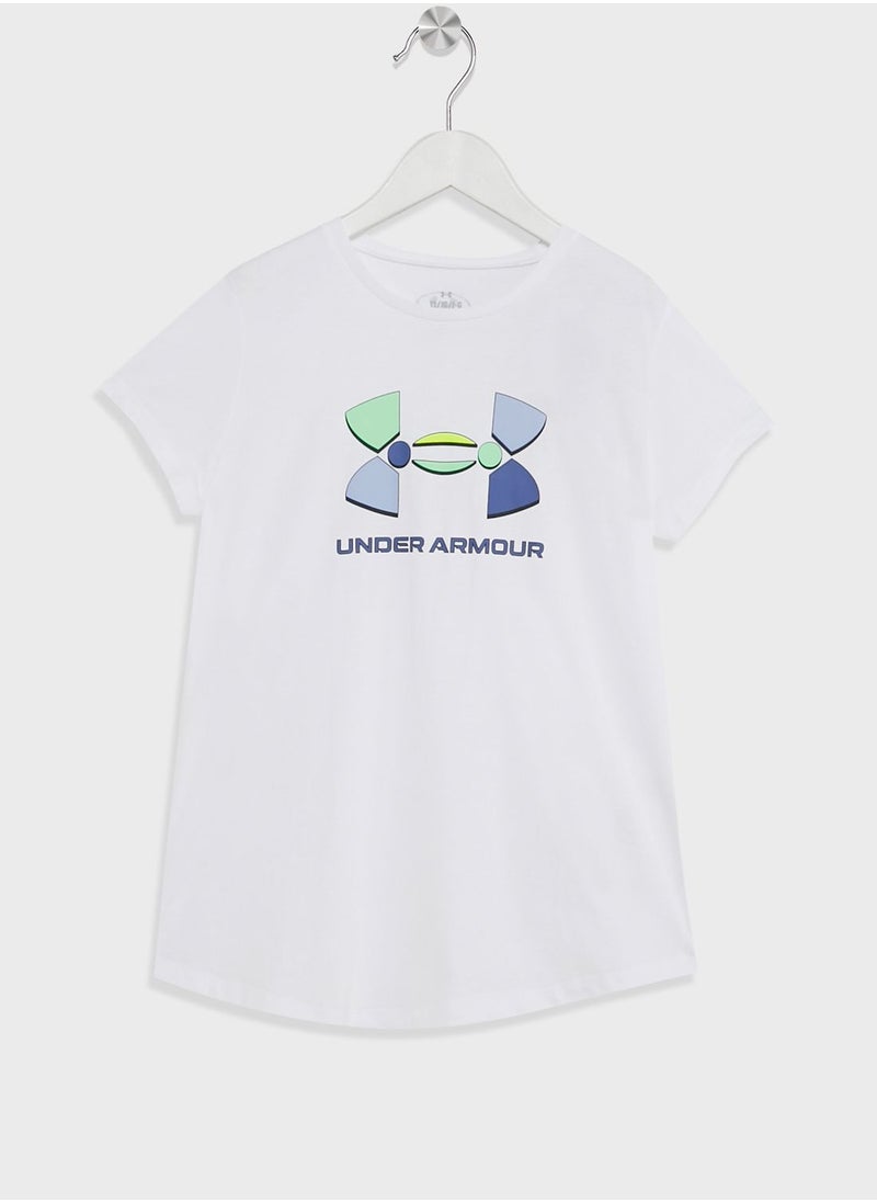 UNDER ARMOUR - Girls' Colorblock Bl Short Sleeve T-Shirt - Image 1