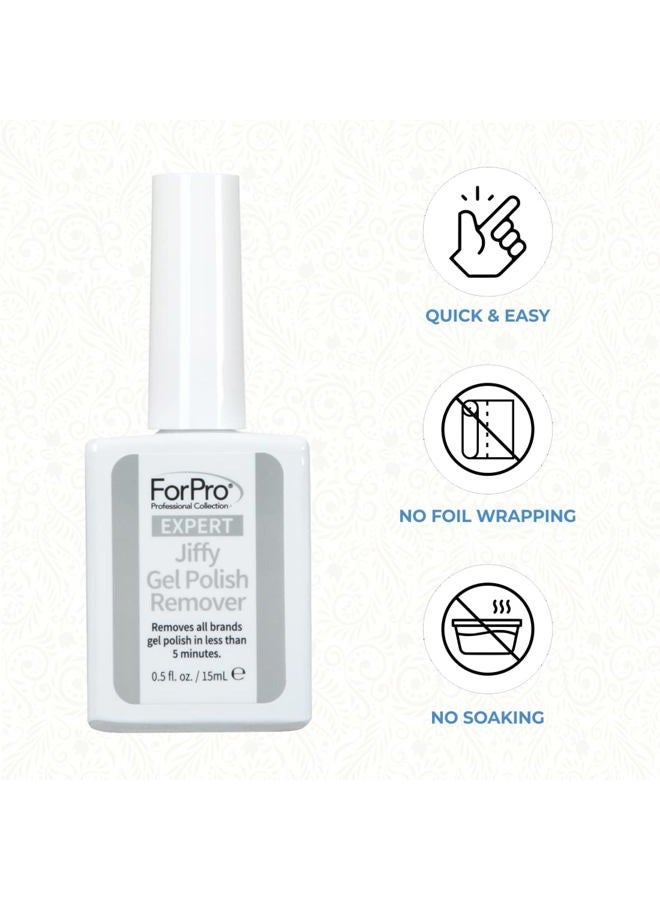 ForPro Professional Collection مزيل طلاء الجل الخبير جيفي، يزيل جميع ماركات طلاء الجل في أقل من 5 دقائق، إزالة جل سريعة وسهلة، لا حاجة للتغليف بورق الألمنيوم أو النقع، 0.5 أونصة سائلة. - Image 5