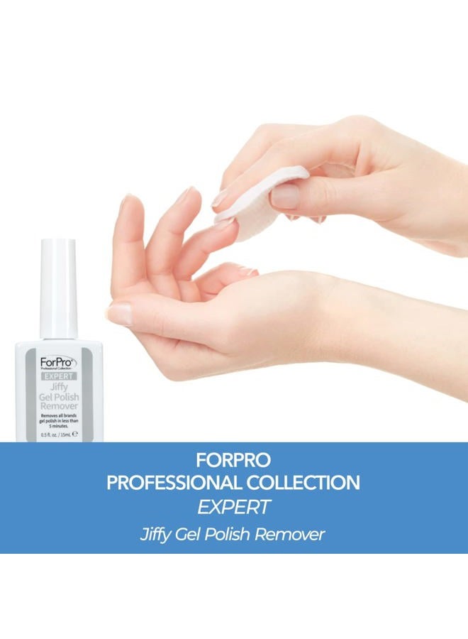 ForPro Professional Collection مزيل طلاء الجل الخبير جيفي، يزيل جميع ماركات طلاء الجل في أقل من 5 دقائق، إزالة جل سريعة وسهلة، لا حاجة للتغليف بورق الألمنيوم أو النقع، 0.5 أونصة سائلة. - Image 4