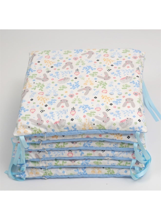 6Pcs Soft Cotton Rectangle Surround Pads for Boys Girls, Toddler Bedding Set, Soft Breathable Anti-Collision Fence Pads for Crib, Printed Crash Barrier for Kids Home Decor Gifts (Blue) - Image 2