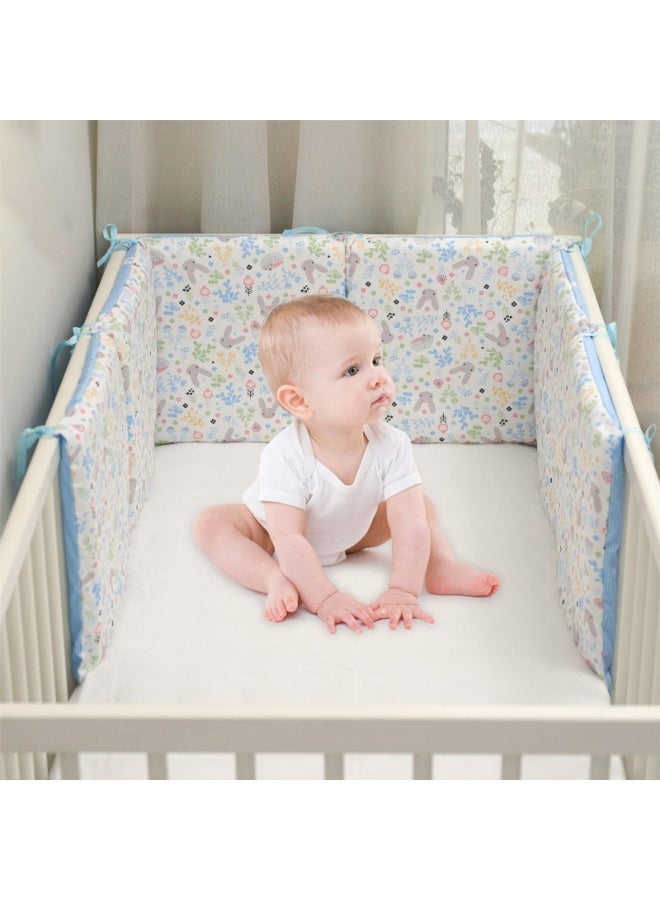 6Pcs Soft Cotton Rectangle Surround Pads for Boys Girls, Toddler Bedding Set, Soft Breathable Anti-Collision Fence Pads for Crib, Printed Crash Barrier for Kids Home Decor Gifts (Blue) - Image 3