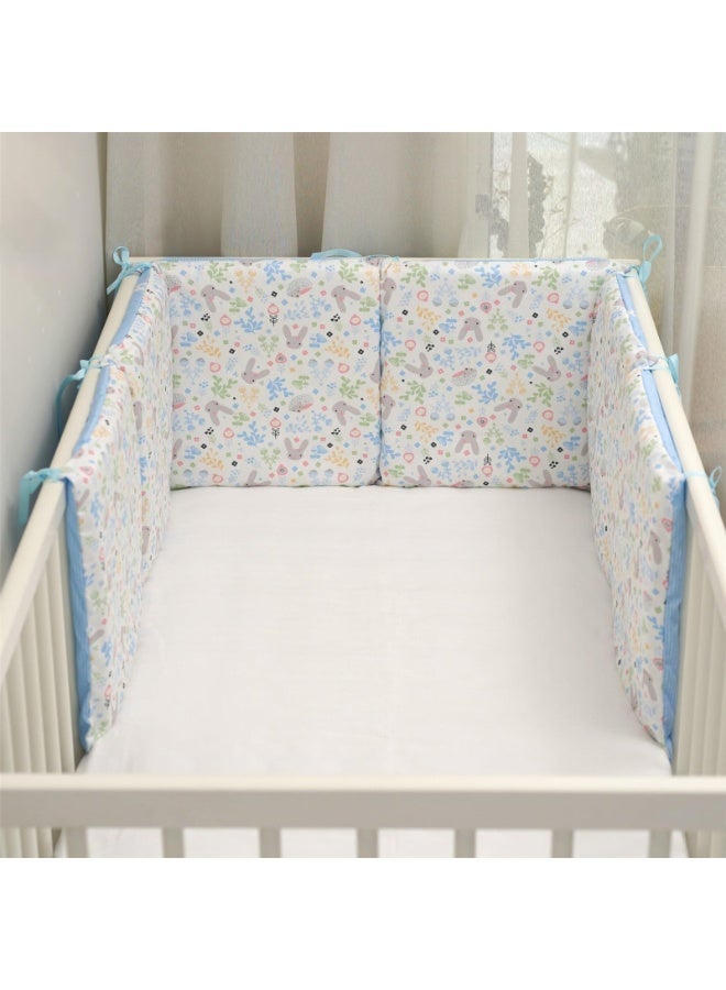 6Pcs Soft Cotton Rectangle Surround Pads for Boys Girls, Toddler Bedding Set, Soft Breathable Anti-Collision Fence Pads for Crib, Printed Crash Barrier for Kids Home Decor Gifts (Blue) - Image 4