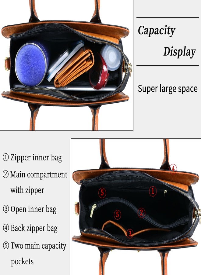 LETEULO Handbags for Women Leather Shoulder Bag Top Handle Satchel Ladies Crossbody Purse (Brown) - Image 2