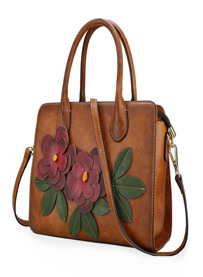 LETEULO Handbags for Women Leather Shoulder Bag Top Handle Satchel Ladies Crossbody Purse (Brown) - Image 1