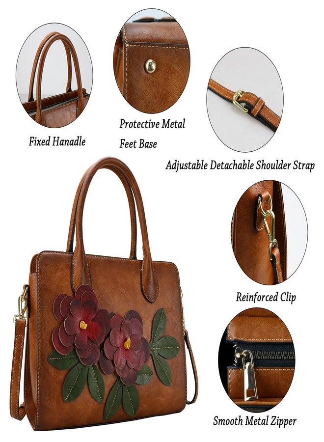 LETEULO Handbags for Women Leather Shoulder Bag Top Handle Satchel Ladies Crossbody Purse (Brown) - Image 5