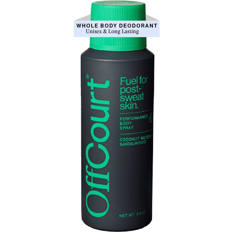 OffCourt - Natural Deodorant Body Spray for Men and Women - Aluminum Free - Whole Body Deodorant for Women and Men - Bold, Long-Lasting Coconut Water and Sandalwood Scent, 3.4 Ounce (Pack of 1) - Image 1