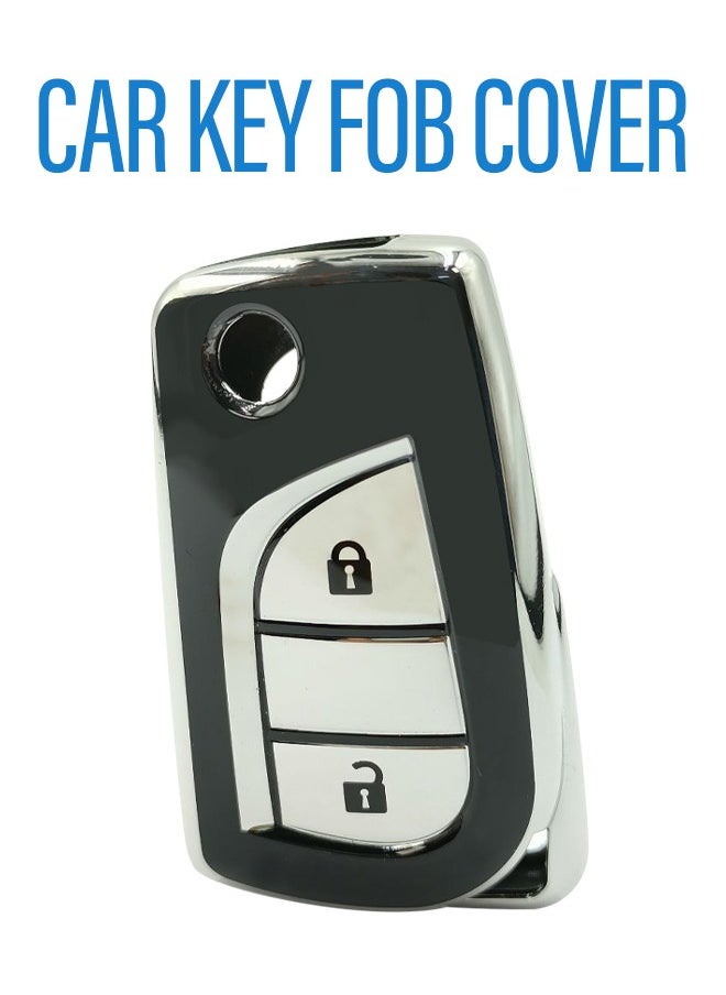 TOYOTA - Toyota Hilux 2023 2 Button Remote Key Fob Case TPU Car Key Case 1 Pcs Car Key Fob Cover Black - Image 1