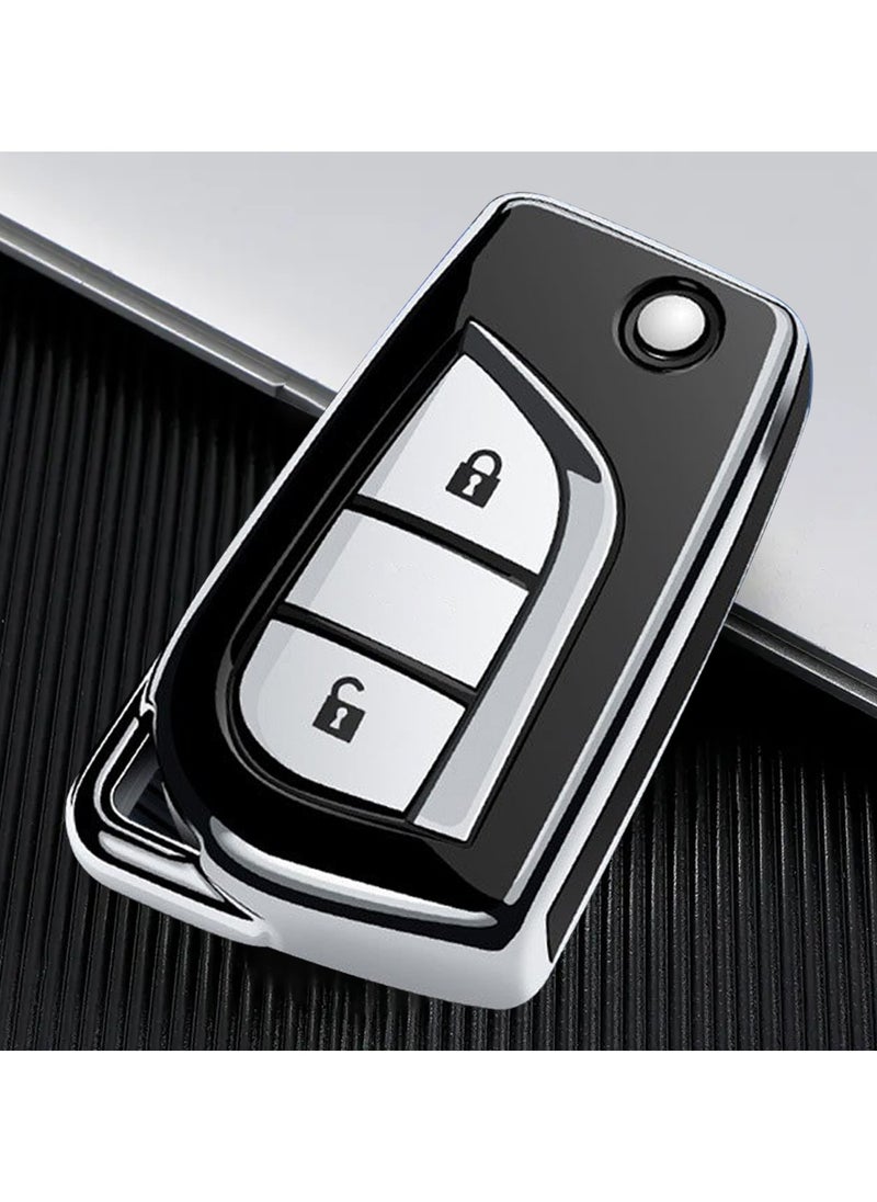 TOYOTA - Toyota Hilux 2023 2 Button Remote Key Fob Case TPU Car Key Case 1 Pcs Car Key Fob Cover Black - Image 1