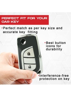 TOYOTA Toyota Hilux 2023 2 Button Remote Key Fob Case TPU Car Key Case 1 Pcs Car Key Fob Cover Black  - Image 3