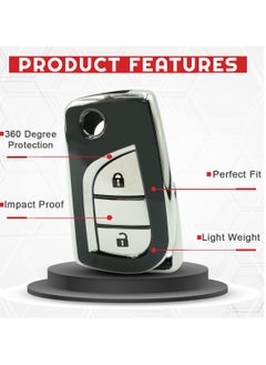 TOYOTA Toyota Hilux 2023 2 Button Remote Key Fob Case TPU Car Key Case 1 Pcs Car Key Fob Cover Black  - Image 2
