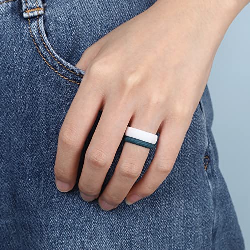 Egnaro Women's Wedding Bands, Silicone Stacking Rings for Her, Rubber Inner Arc Ergonomic Breathable Design - Image 3