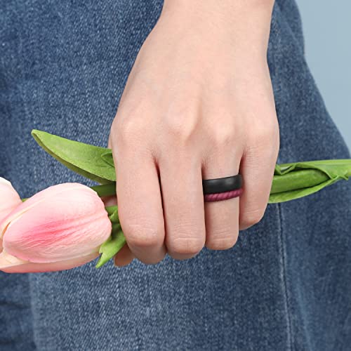 Egnaro Women's Wedding Bands, Silicone Stacking Rings for Her, Rubber Inner Arc Ergonomic Breathable Design - Image 4