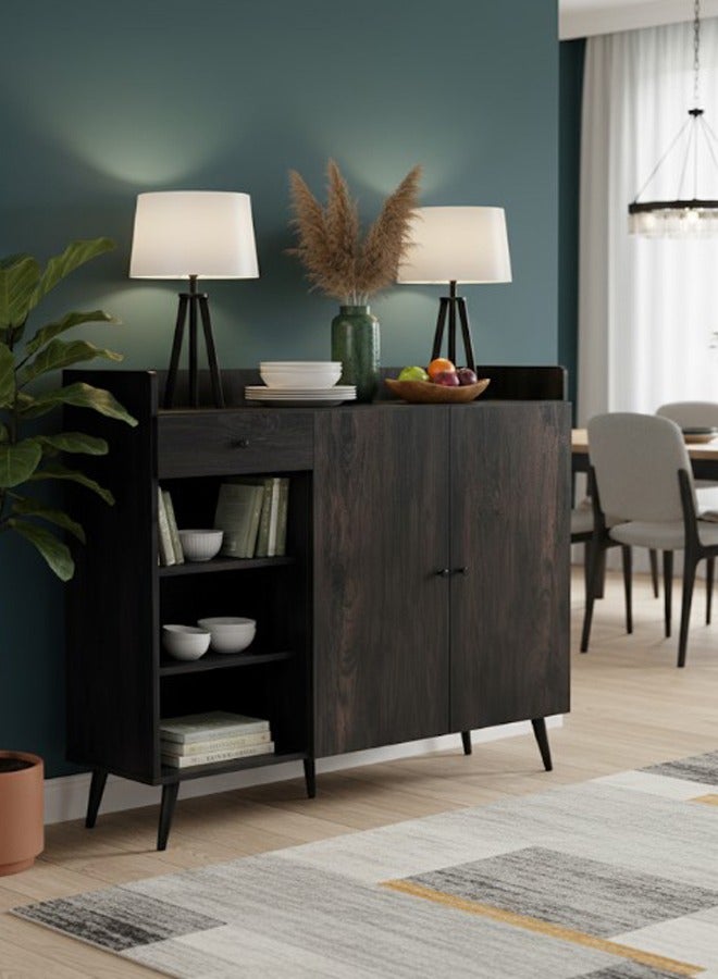 ليفينج طاولة بوفيه مع رفوف وأدراج تخزين 115x30x100 سم - Image 1