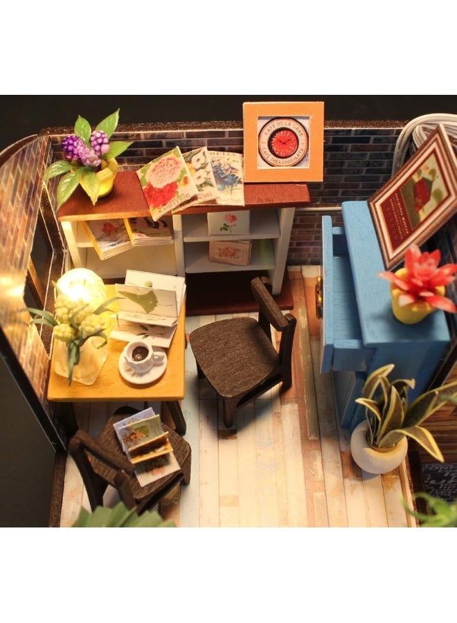 Flever Dollhouse Miniature DIY House Kit Creative Room with Furniture for Romantic Valentine's Gift(Time of Coffee) - Image 1