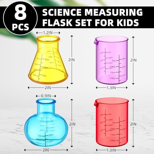 LaRandom 8 Pcs Science Measuring Flask Set for Kids Graduated Cylinder 30ml Plastic Beakers Science Kits for Kids Ideal for DIY and Lab Experiment Chemistry Studies - Image 5
