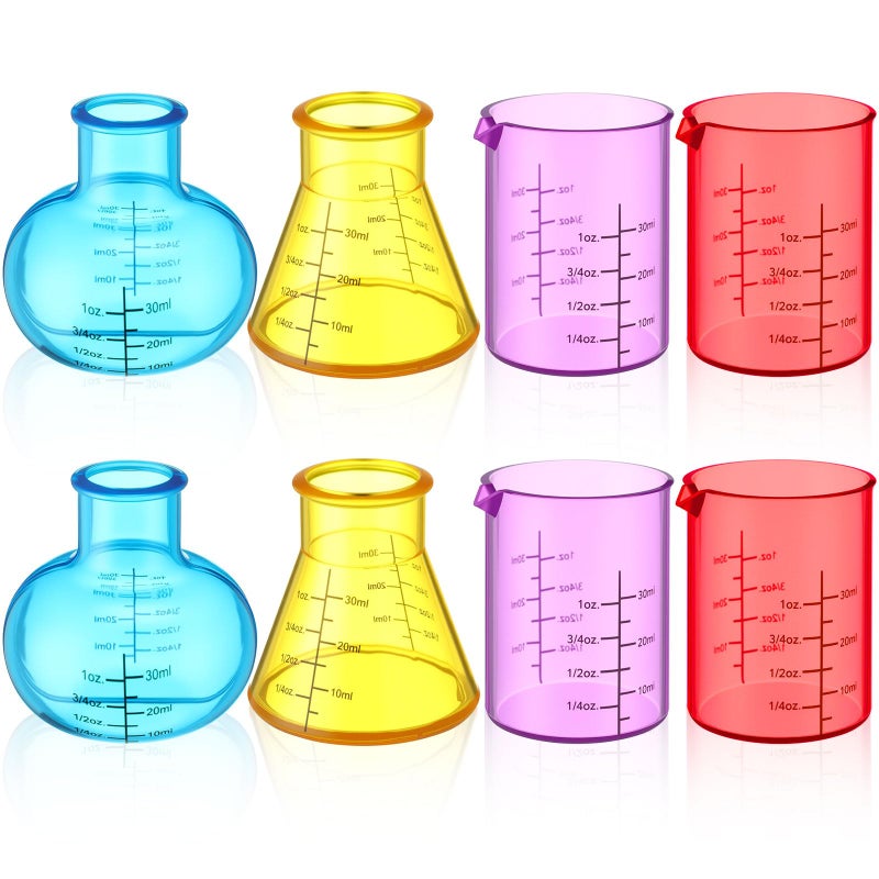 LaRandom 8 Pcs Science Measuring Flask Set for Kids Graduated Cylinder 30ml Plastic Beakers Science Kits for Kids Ideal for DIY and Lab Experiment Chemistry Studies - Image 3