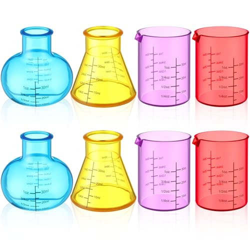 LaRandom 8 Pcs Science Measuring Flask Set for Kids Graduated Cylinder 30ml Plastic Beakers Science Kits for Kids Ideal for DIY and Lab Experiment Chemistry Studies - Image 1