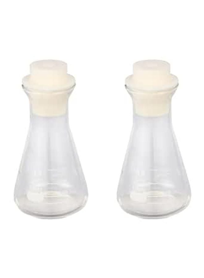 Thickened Glass Conical Flasks 2 Pack 100ml with Wide Mouth Cork Stoppers for Laboratory Experiments - Image 1