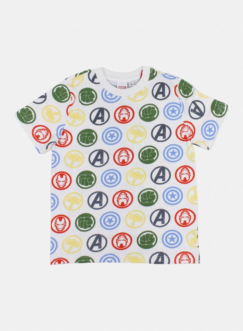 MTG Boys Polyester Short-Sleeved T-Shirt – White with Spider-Man All-Over Print - Image 1