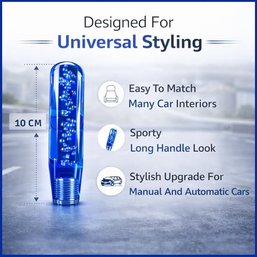 YOURKARTS.COM Gear Shift Knob Crystal Bubble Styling – 10CM Sporty Handle Shifter Stick for Manual/Automatic Cars (Blue) | Compact Mod Look | car Accessories 2025 - Image 3