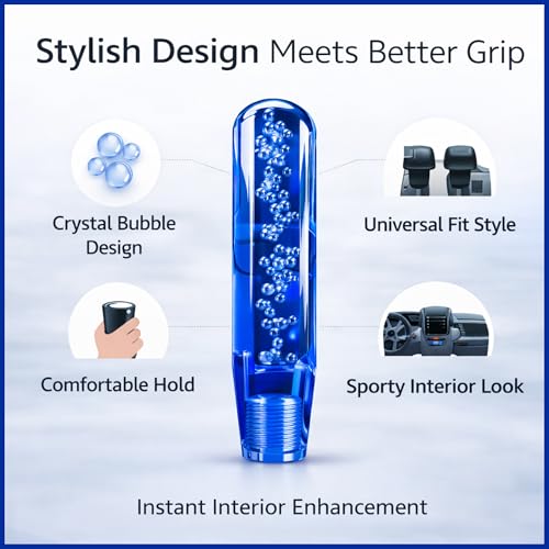 YOURKARTS.COM Gear Shift Knob Crystal Bubble Styling – 10CM Sporty Handle Shifter Stick for Manual/Automatic Cars (Blue) | Compact Mod Look | car Accessories 2025 - Image 4