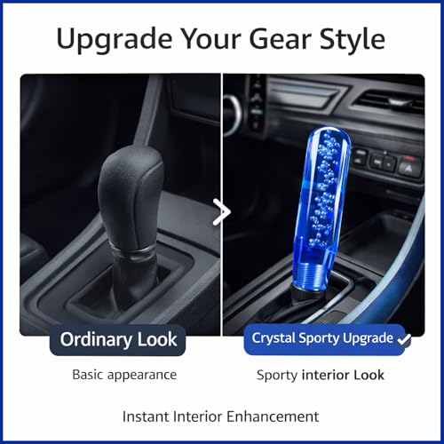 YOURKARTS.COM Gear Shift Knob Crystal Bubble Styling – 10CM Sporty Handle Shifter Stick for Manual/Automatic Cars (Blue) | Compact Mod Look | car Accessories 2025 - Image 2