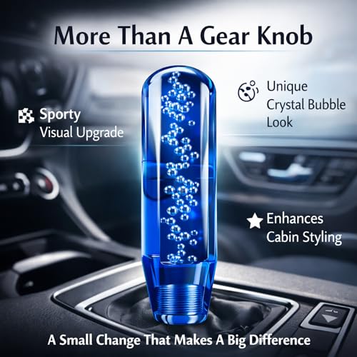 YOURKARTS.COM Gear Shift Knob Crystal Bubble Styling – 10CM Sporty Handle Shifter Stick for Manual/Automatic Cars (Blue) | Compact Mod Look | car Accessories 2025 - Image 5