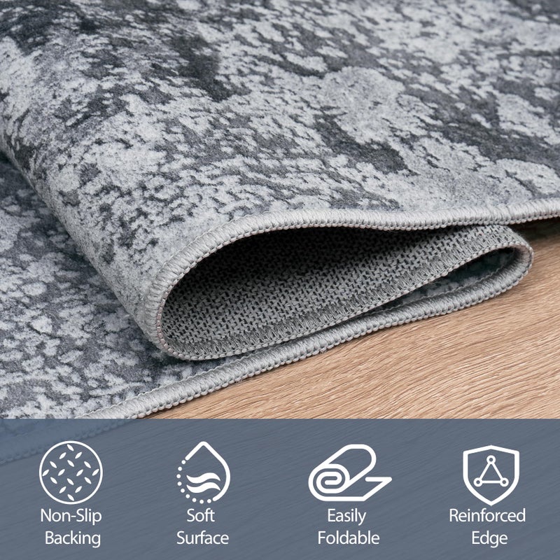 Aelenmu 8x10 Area Rugs for Living Room Rug Washable: Abstract Large Rug for Dining Room Bedroom Carpet Non Slip 8 by 10 Indoor Modern Nursery Home Office Black - Image 4