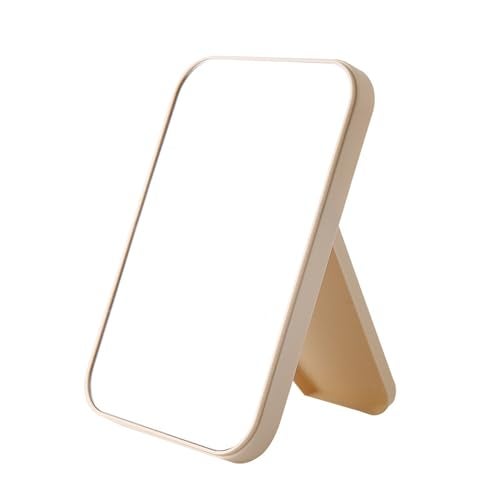 TOMATUS Hand Mirror | Glass Rectangle Cosmetic Standing Mirror for Makeup, Portable for Travel, Camping, Home (Cream - Pack of 1, Rectangular, Floor Mount, Framed) - Image 1