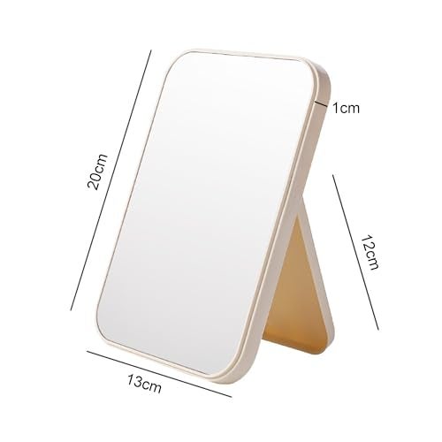 TOMATUS Hand Mirror | Glass Rectangle Cosmetic Standing Mirror for Makeup, Portable for Travel, Camping, Home (Cream - Pack of 1, Rectangular, Floor Mount, Framed) - Image 5
